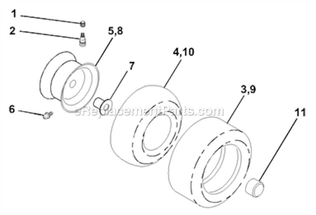 Wheels_And_Tires Diagram and Parts List for PR185H42STA 2000 Poulan Lawn Tractor