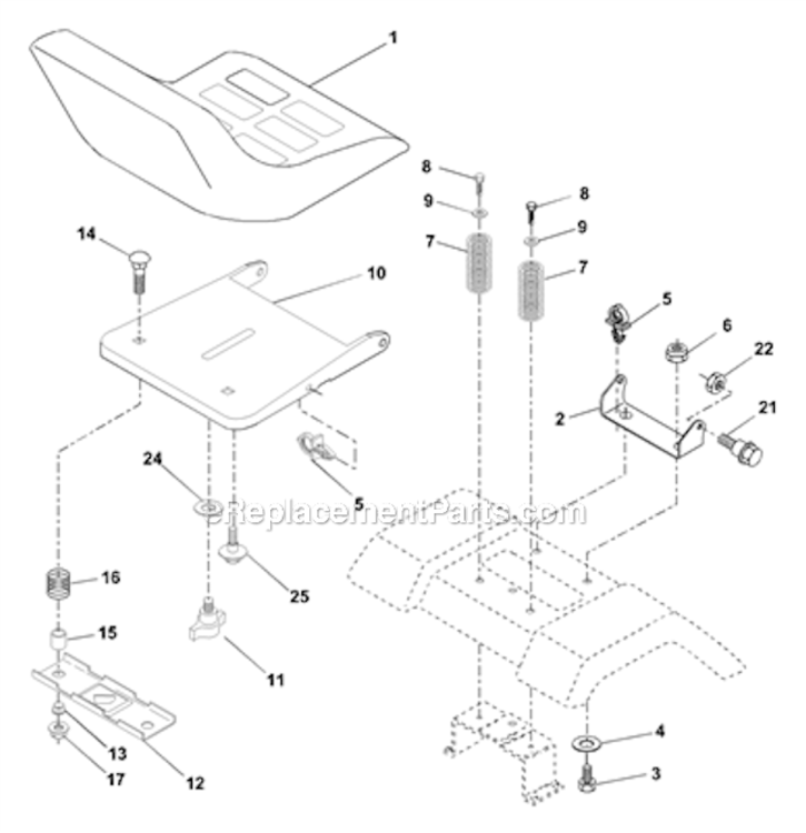Seat_Assembly Diagram and Parts List for PR185H42STA 2000 Poulan Lawn Tractor