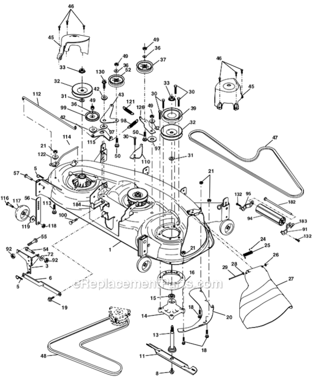 Mower_Deck Diagram and Parts List for PR25PH48STA  Poulan Lawn Tractor