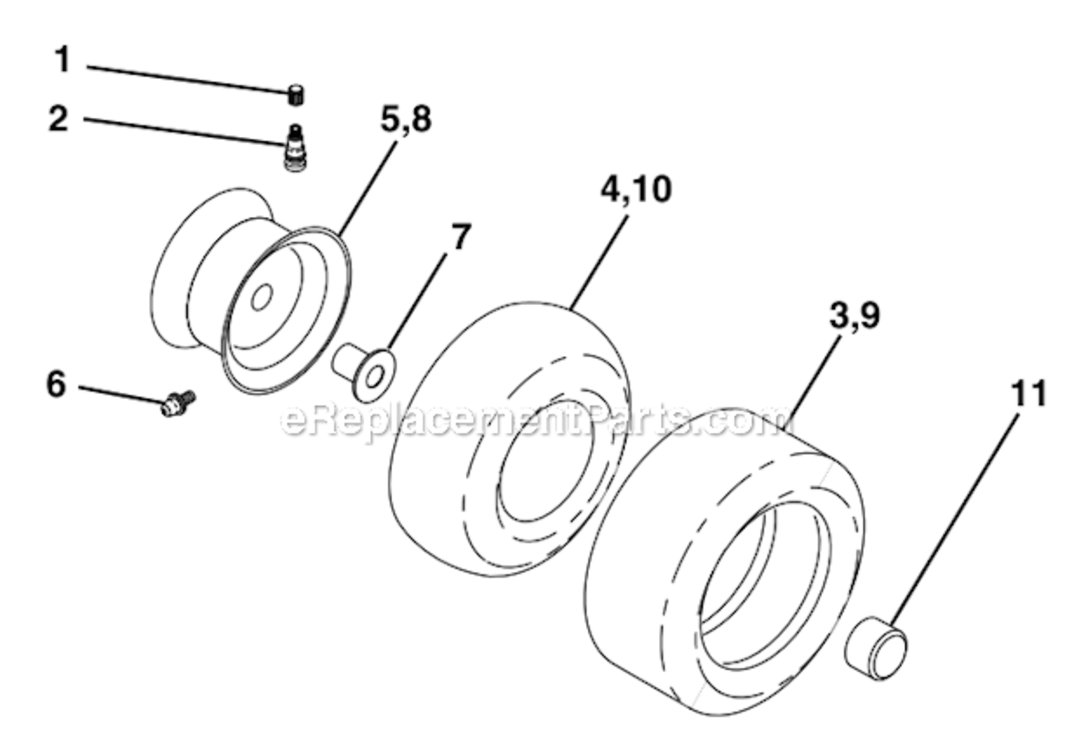 Wheels_And_Tires Diagram and Parts List for PR25PH48STB  Poulan Lawn Tractor