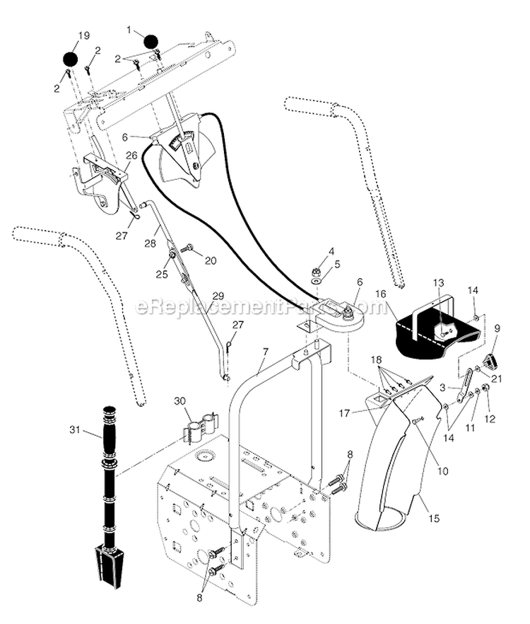Control_PanelDischarge_Chute Diagram and Parts List for PR524  Poulan Snow Blower