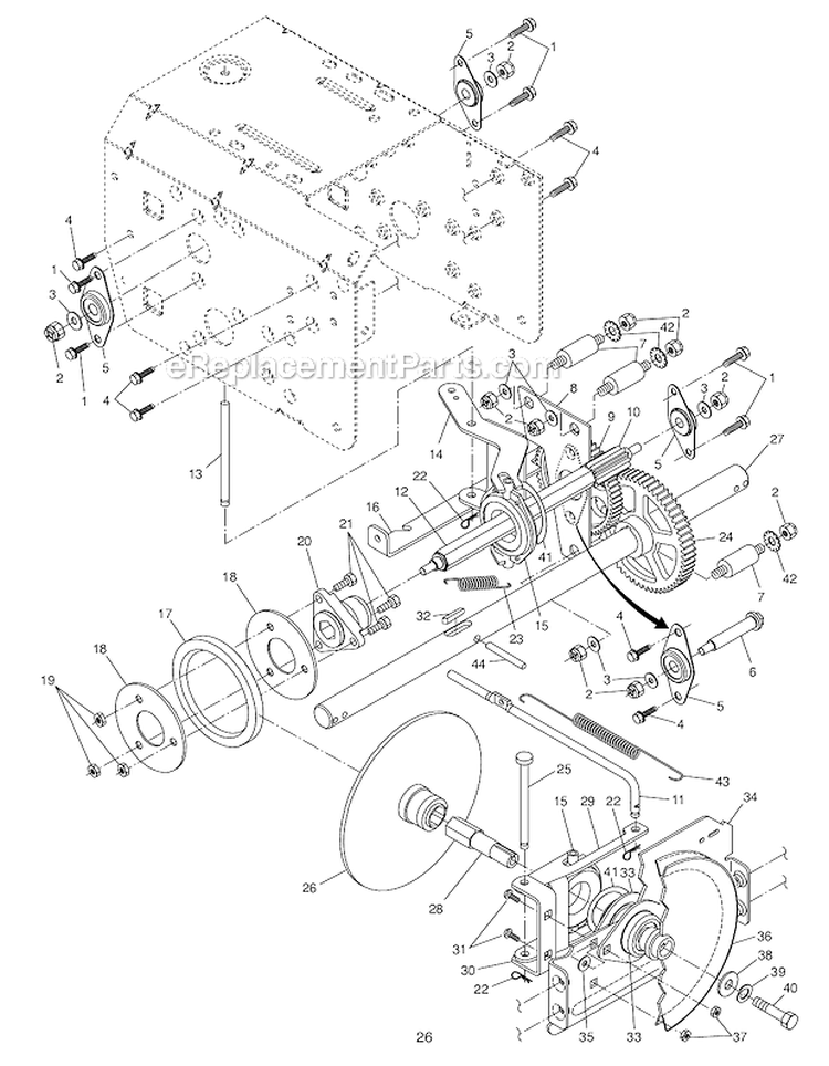 Drive Diagram and Parts List for PR524  Poulan Snow Blower