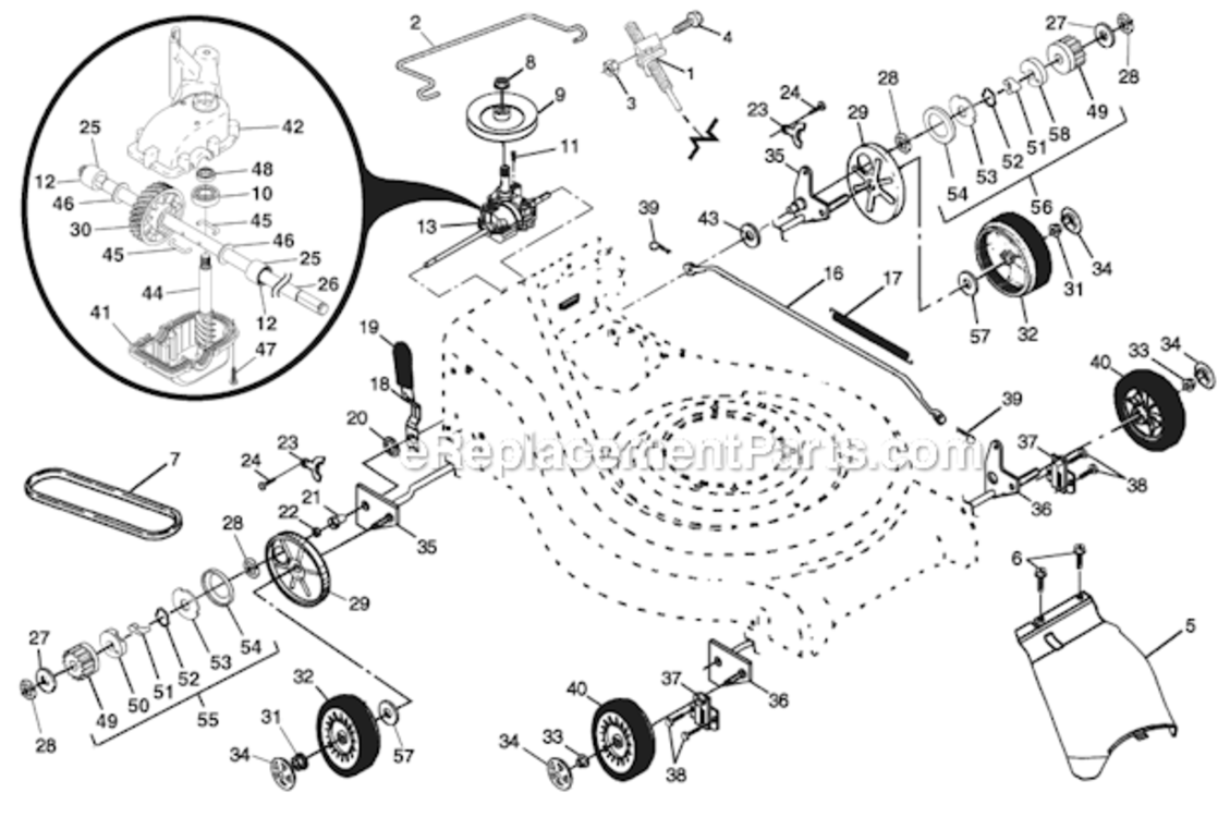 Page B Diagram and Parts List for PR55R21AG  Poulan Lawn Mower