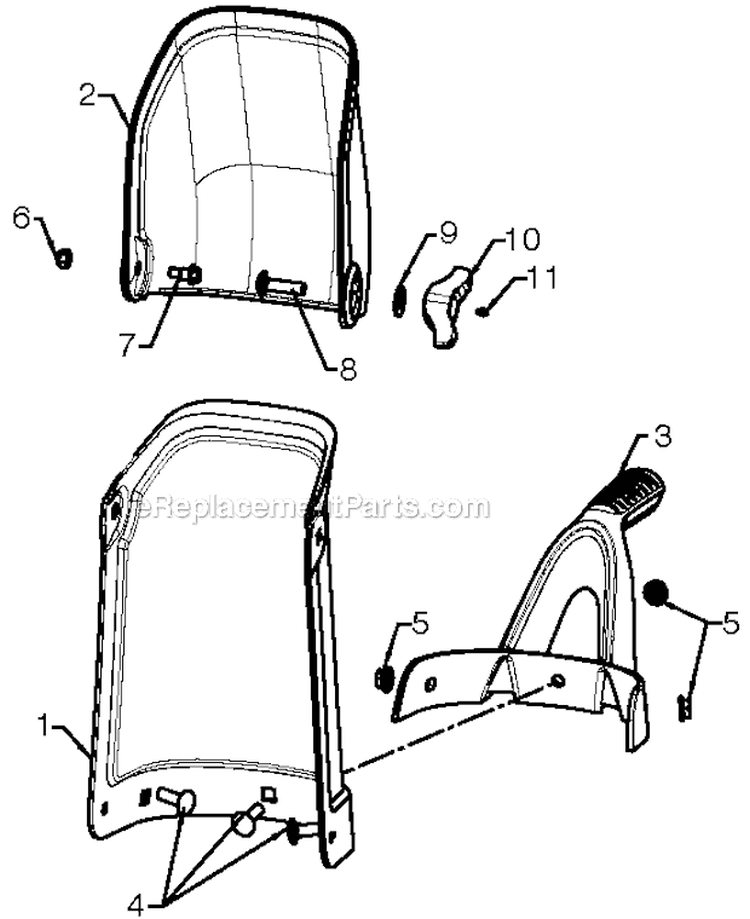 Control Panel Discharge Chute Diagram and Parts List for PR621ES 96182000402 - 2012-06 Poulan Snow Blower