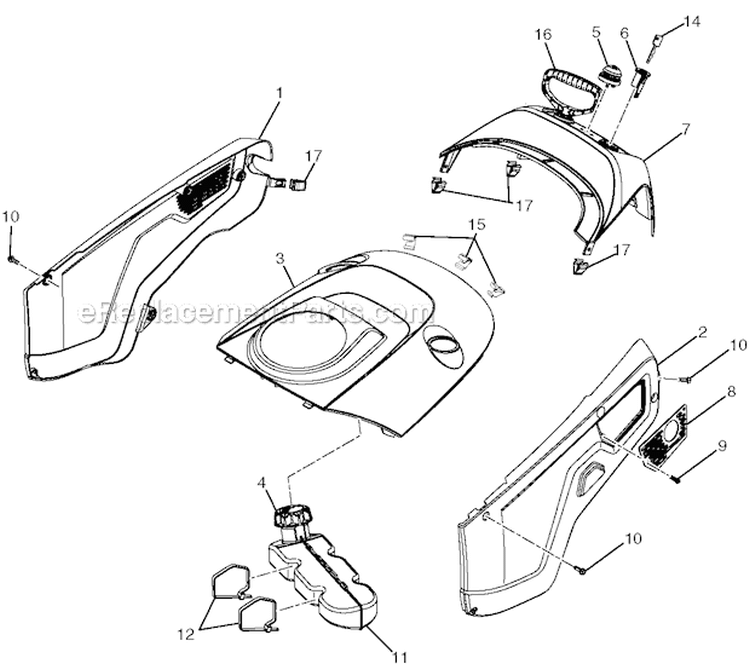Shroud Diagram and Parts List for PR621 96182000301 - 2011-06 Poulan Snow Blower