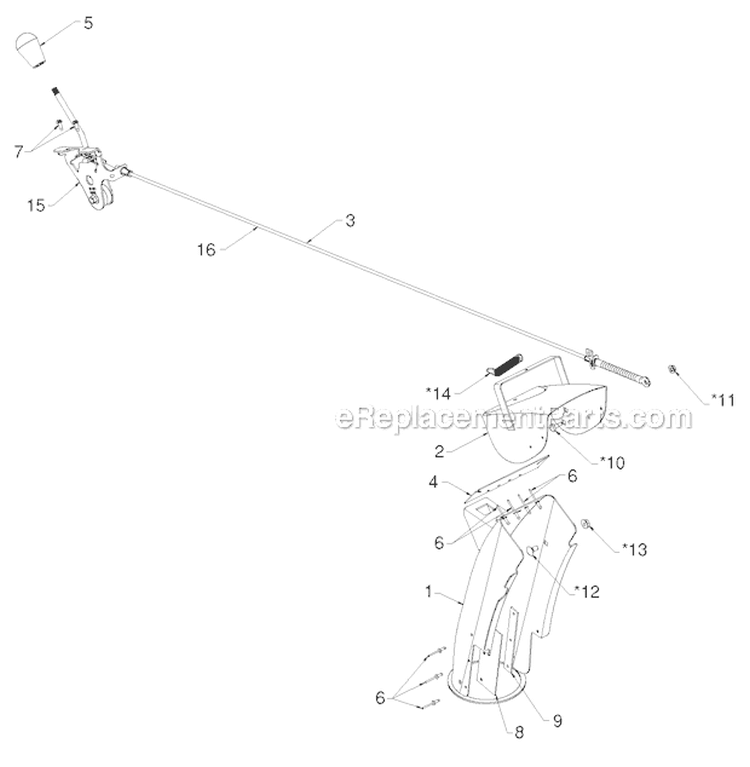 Control Panel Discharge Chute Diagram and Parts List for PR624ES 96198004604 - 2012-08 Poulan Snow Blower