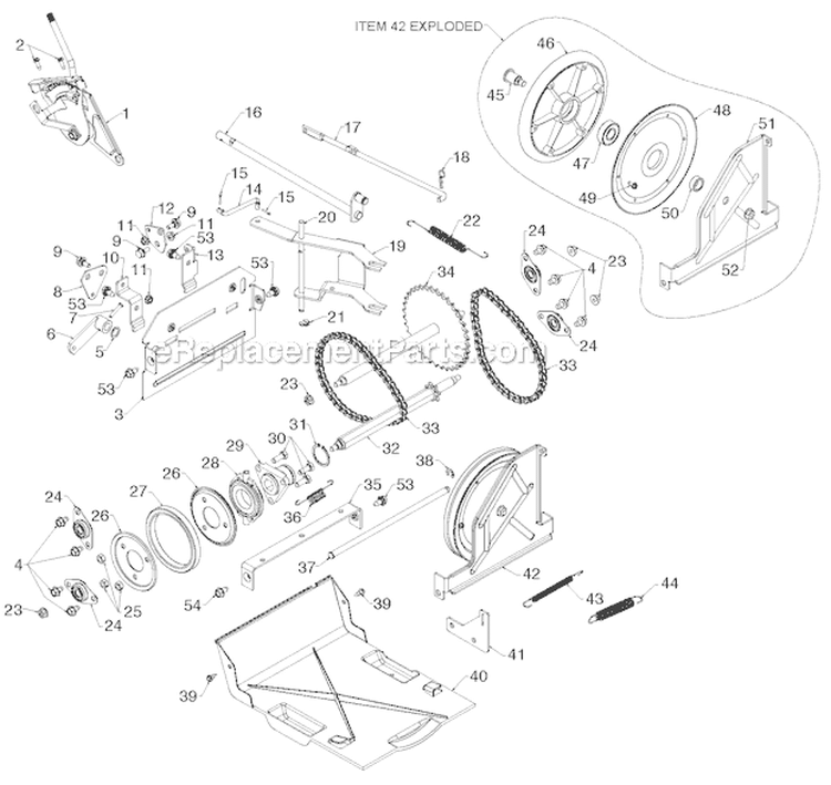 Drive Diagram and Parts List for PR624ES 96198004604 - 2012-08 Poulan Snow Blower