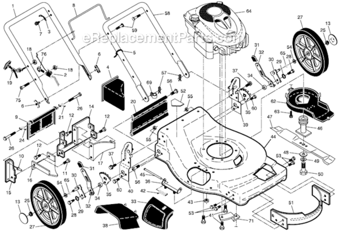 Page A Diagram and Parts List for PR625Y22RKP 96142003600 Poulan Lawn Mower