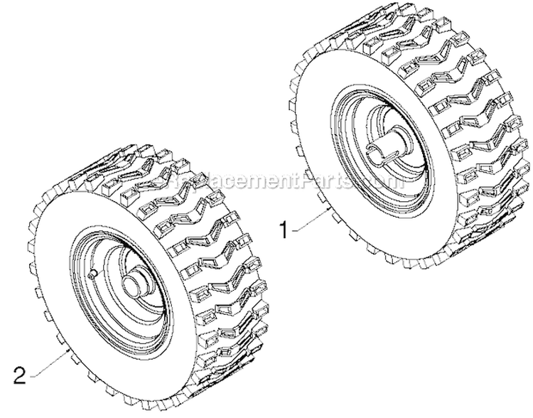 Wheels Tires Diagram and Parts List for PR627ES 96192003803 - 2012-08 Poulan Snow Blower
