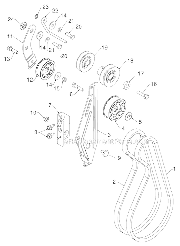 Chassis Engine Pulley Diagram and Parts List for PR627ES 96192003804 - 2012-06 Poulan Snow Blower