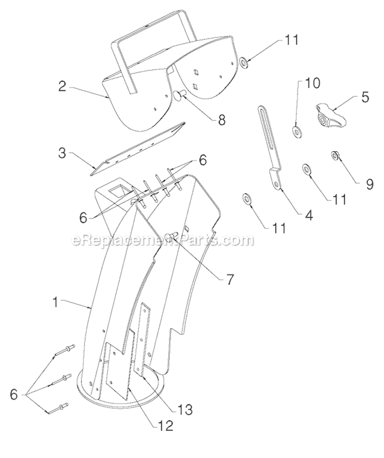 Control Panel Discharge Chute Diagram and Parts List for PR627ES 96192003804 - 2012-06 Poulan Snow Blower