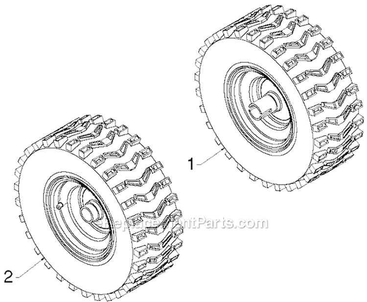 Wheels Tires Diagram and Parts List for PR627ES 96192003804 - 2012-06 Poulan Snow Blower