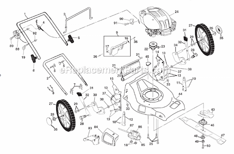 Page A Diagram and Parts List for PR675Y21CHC  Poulan Lawn Mower