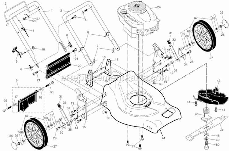 Page A Diagram and Parts List for PR675Y21RHP 96142000900 Poulan Lawn Mower