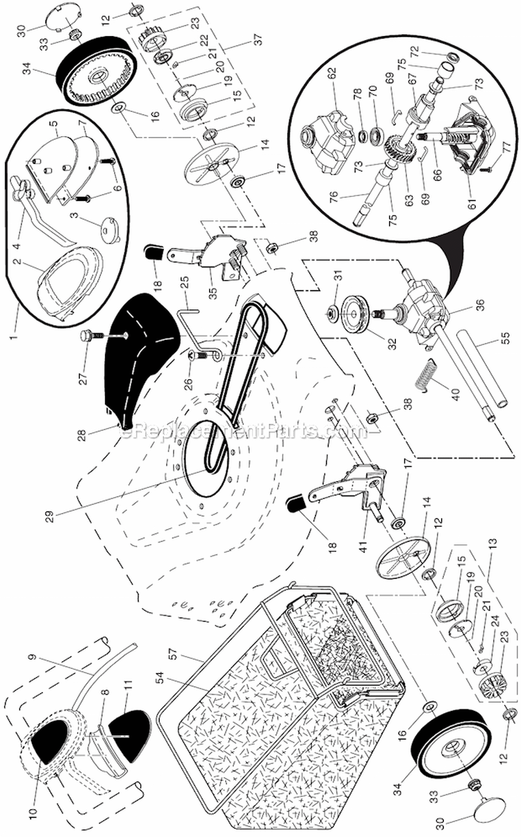 Page B Diagram and Parts List for PR675Y21RHP 96142000901 Poulan Lawn Mower