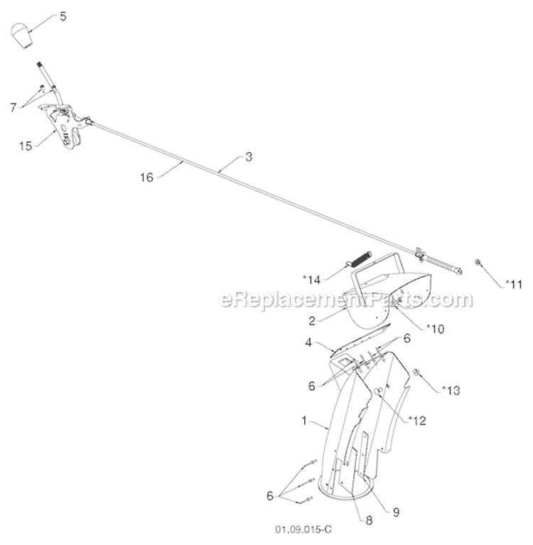 Control Panel Discharge Chute Diagram and Parts List for PR8P27ES 96192004603 - 2012-06 Poulan Snow Blower