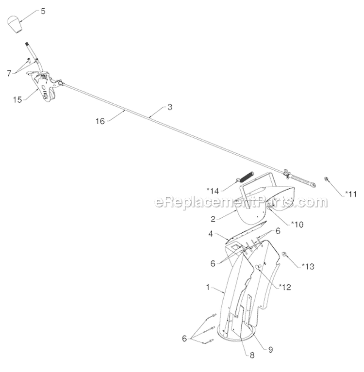 Control Panel Discharge Chute Diagram and Parts List for PR8P27ES 96192004605 - 2012-08 Poulan Snow Blower