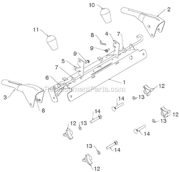 Handle Diagram and Parts List for PR8P27ES 96192004605 - 2012-08 Poulan Snow Blower