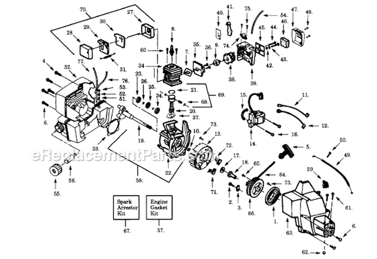 Page D Diagram and Parts List for PT112  Poulan Trimmer