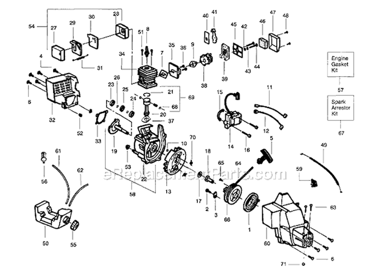 Page B Diagram and Parts List for PT3000  Poulan Trimmer