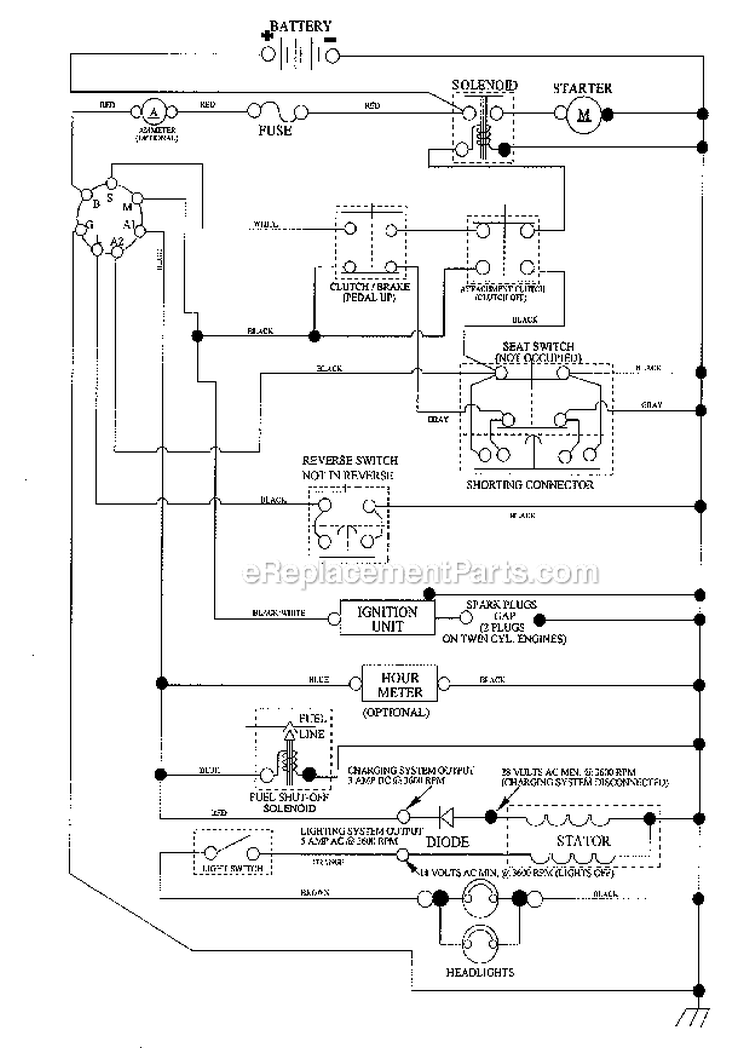 Schematic Diagram Diagram and Parts List for PXT12538  Poulan Lawn Tractor