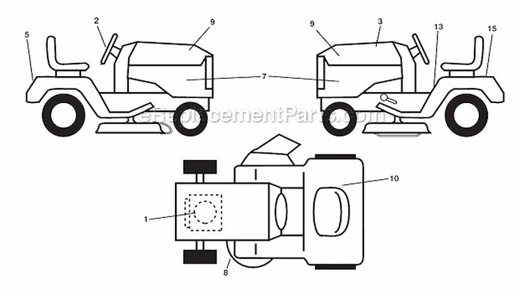Decals Diagram and Parts List for PXT175G42  Poulan Lawn Tractor