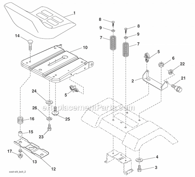 Seat Diagram and Parts List for PXT175G42  Poulan Lawn Tractor