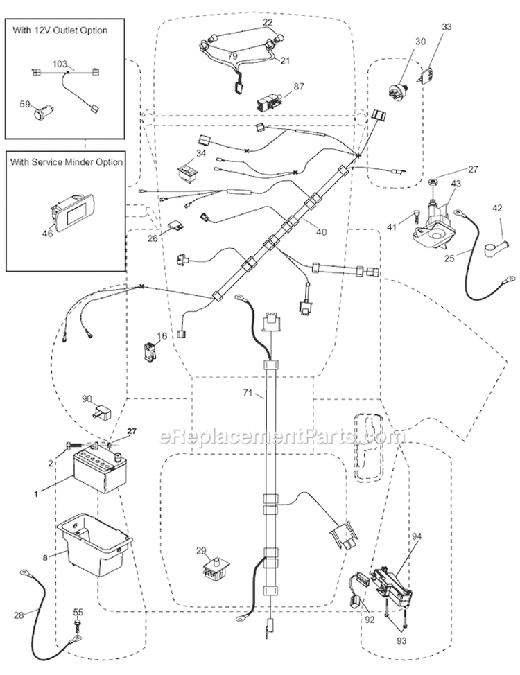 Electrical Diagram and Parts List for PXT195G42 96046002202 Poulan Lawn Tractor