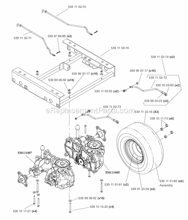 Page G Diagram and Parts List for PZ4822  Poulan Lawn Tractor