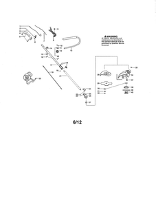 Handle/Drive Shaft/Shield Diagram and Parts List for PP333 TYPE 1 Poulan Trimmer