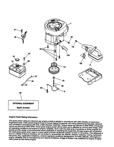 Engine Diagram and Parts List for PXT12530 96046001400 Poulan Lawn Tractor