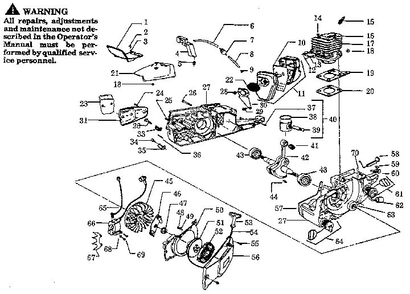 Replacement Parts Diagram and Parts List for PRO-325  Poulan Chainsaw