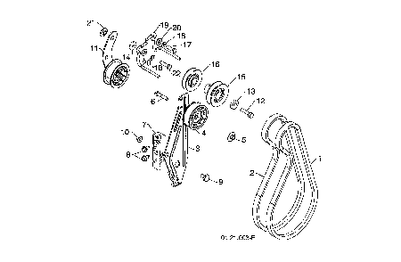 Impeller & traction belts Diagram and Parts List for 12527HVX-96195001800  Poulan Snow Blower