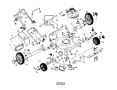 Engine/housing/handle/bag/wheels Diagram and Parts List for PR65N21CHA  Poulan Lawn Mower