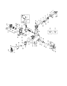 Cylinder/Fuel Tank/Muffler Diagram and Parts List for CC2126  Poulan Trimmer