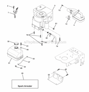 Engine Diagram and Parts List for 271150  Poulan Lawn Tractor