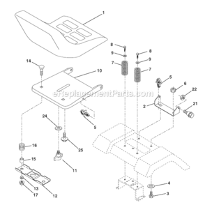 Seat_Assembly Diagram and Parts List for 271150  Poulan Lawn Tractor