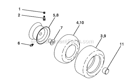 Wheels_And_Tires Diagram and Parts List for 271150  Poulan Lawn Tractor
