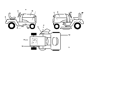Decals Diagram and Parts List for 96012000402  Poulan Lawn Tractor