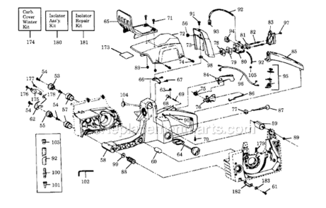 Page B Diagram and Parts List for 3300  Poulan Chainsaw