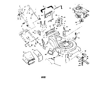 Engine/housing/handle/bag Diagram and Parts List for PR55R21AC  Poulan Lawn Mower