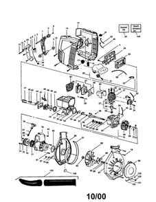 Gas Blower Assembly Diagram and Parts List for 452  Poulan Leaf Blower / Vacuum