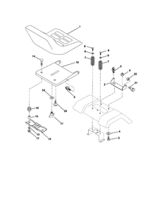 Seat Assembly Diagram and Parts List for 270451  Poulan Lawn Tractor