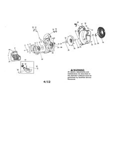 Scroll/Impeller/Handle Diagram and Parts List for BVM200FE TYPE 3 Poulan Leaf Blower / Vacuum