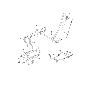 Mower Lift Diagram and Parts List for PXT175G42 96016002400 Poulan Lawn Tractor
