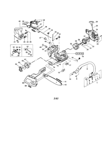 Chain/Bar/Handle Diagram and Parts List for 221 TYPE 4 Poulan Chainsaw