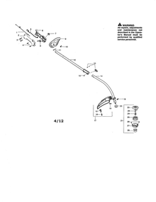 Drive Shaft/Handle/Shield Diagram and Parts List for PP025 TYPE 3 Poulan Trimmer