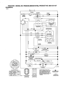 Schematic Diagram Diagram and Parts List for 96042016700  Poulan Lawn Tractor