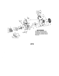 Scroll/Impeller/Handle Diagram and Parts List for GBV-345 TYPE 1 Poulan Leaf Blower / Vacuum