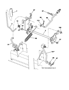 Mower Lift Diagram and Parts List for PXT12530 96046001400 Poulan Lawn Tractor